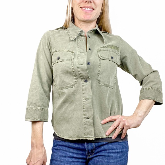 Zadig and Voltaire Toast Mili Green Military Shacket Shirt Size XS - Picture 5 of 14